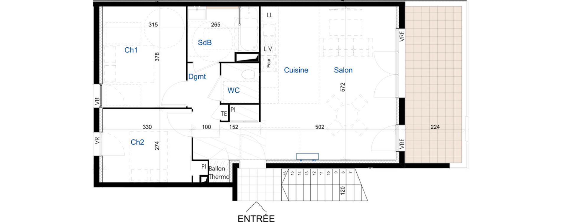 Appartement T3 de 63,70 m2 &agrave; La Farl&egrave;de Centre