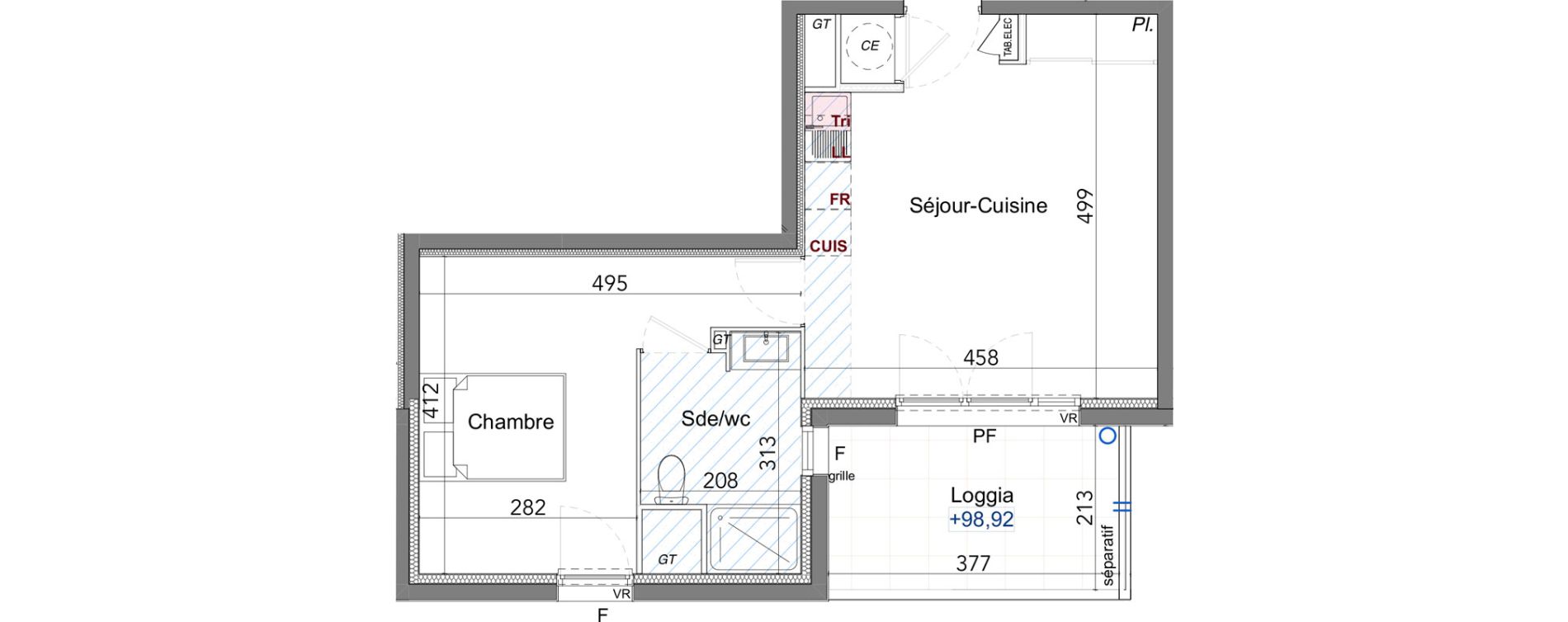 Appartement T2 de 41,40 m2 &agrave; La Farl&egrave;de Centre