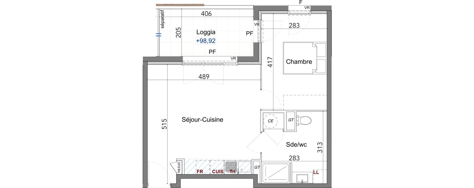 Appartement T2 de 43,26 m2 &agrave; La Farl&egrave;de Centre