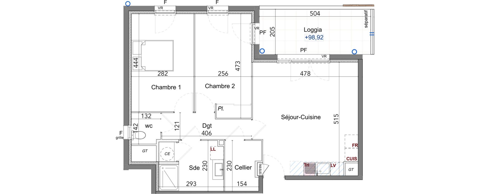 Appartement T3 de 64,07 m2 &agrave; La Farl&egrave;de Centre