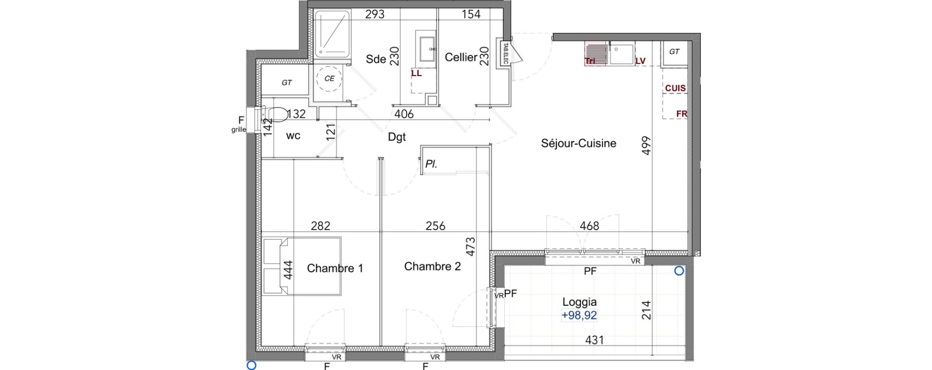 Appartement T3 de 62,84 m2 &agrave; La Farl&egrave;de Centre