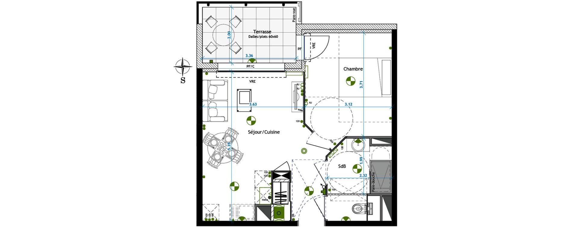 Appartement T2 de 38,49 m2 &agrave; La Garde Les savels