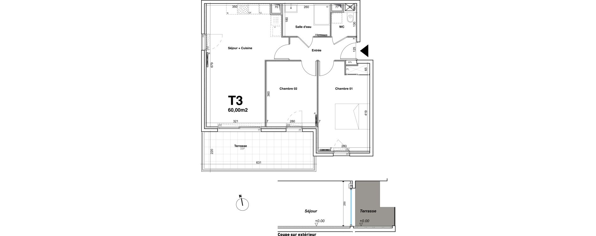 Appartement T3 de 60,00 m2 &agrave; La Garde Sainte marguerite la garde