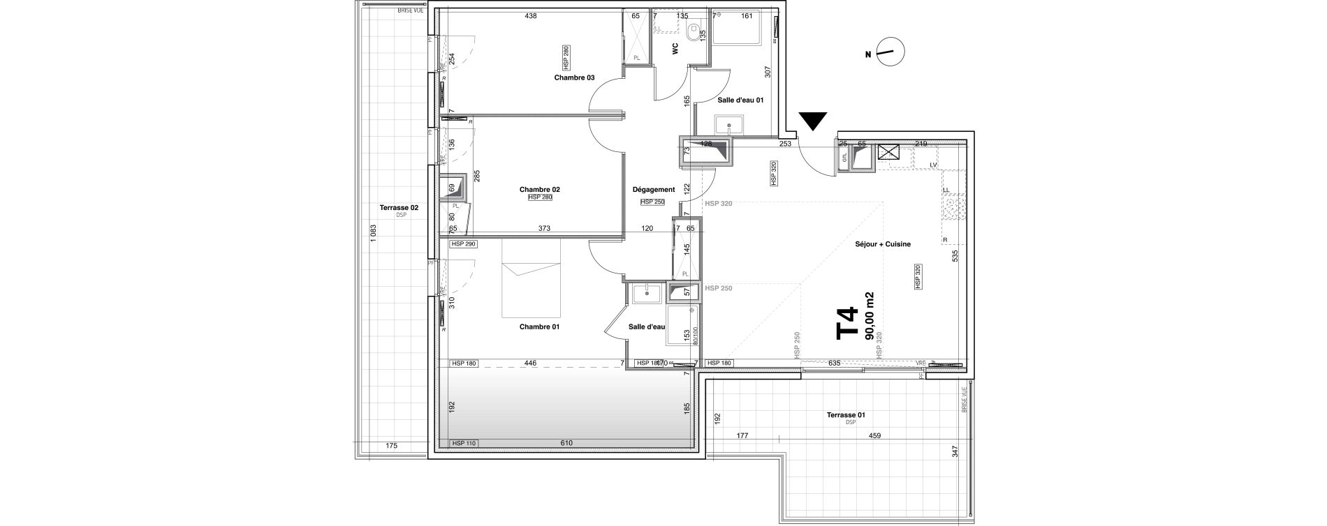 Appartement T4 de 90,00 m2 &agrave; La Garde Sainte marguerite la garde