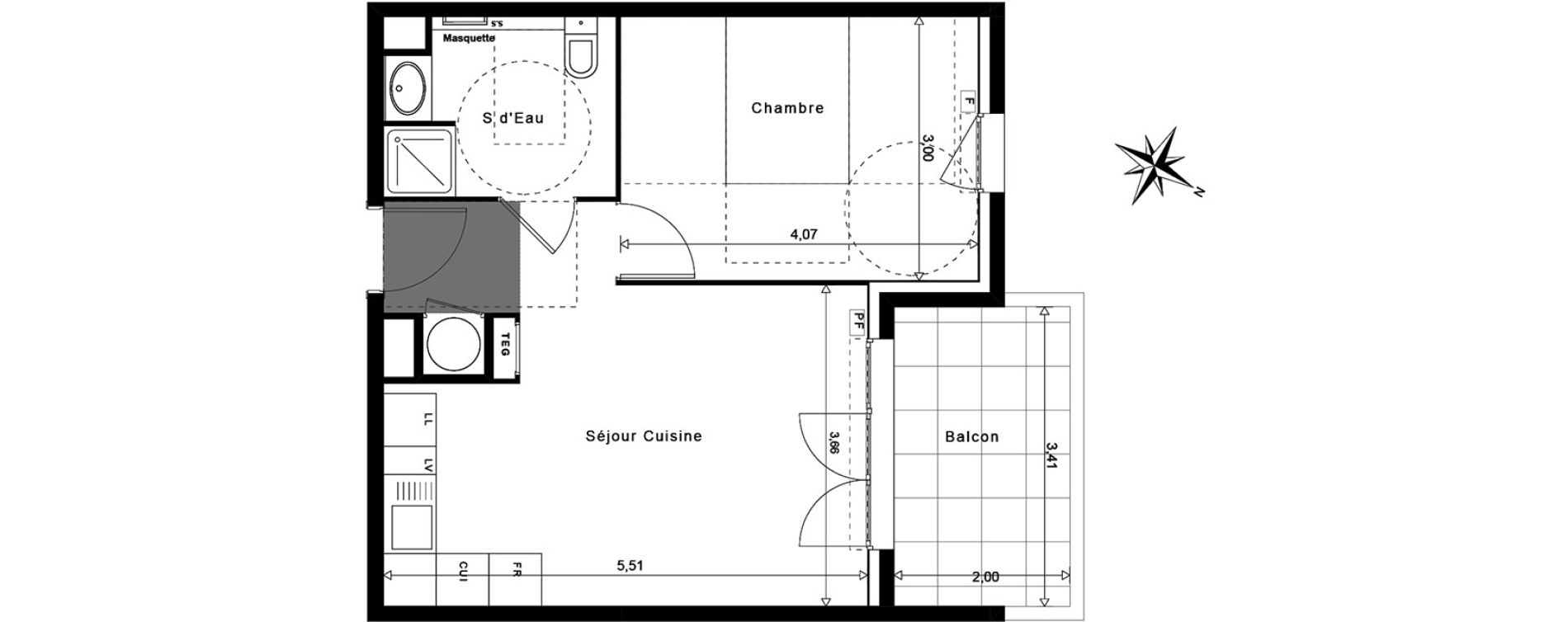 Appartement T2 de 39,24 m2 &agrave; La Garde Centre