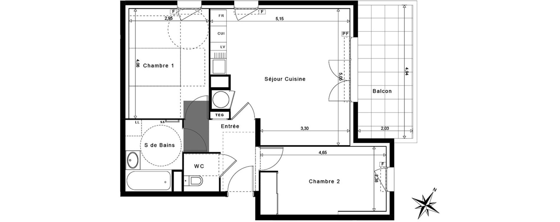 Appartement T3 de 59,38 m2 &agrave; La Garde Centre