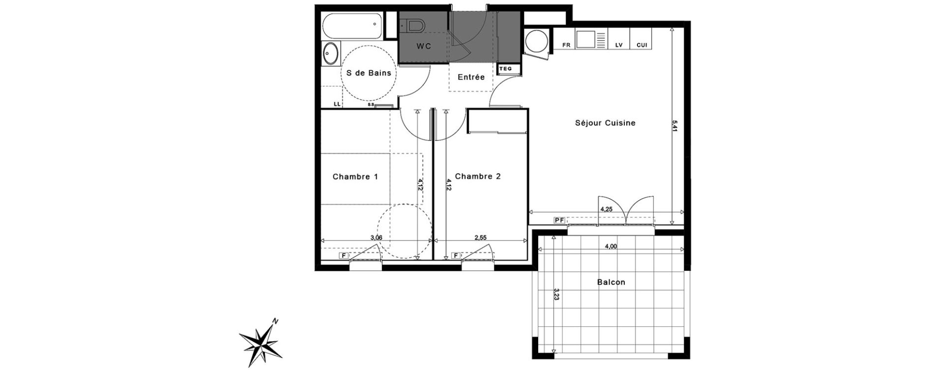 Appartement T3 de 60,10 m2 &agrave; La Garde Centre
