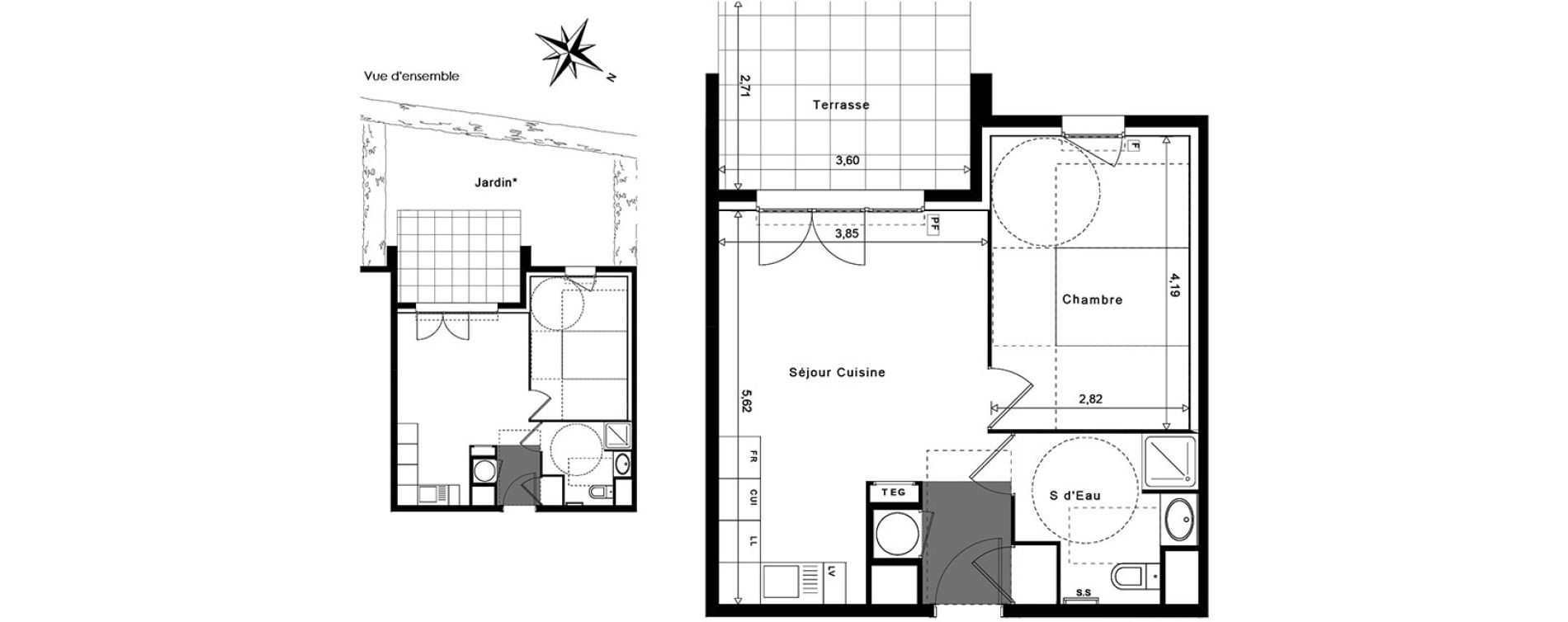 Appartement T2 de 39,28 m2 &agrave; La Garde Centre