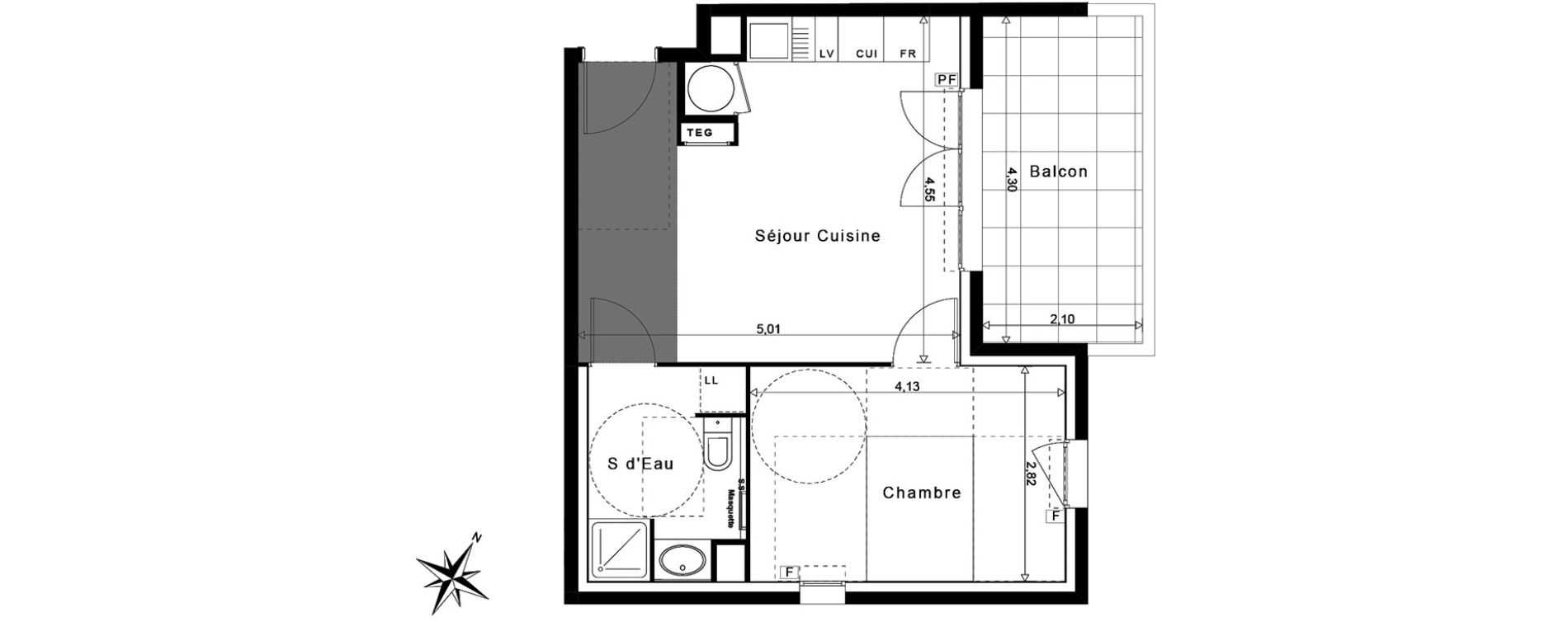 Appartement T2 de 38,22 m2 &agrave; La Garde Centre