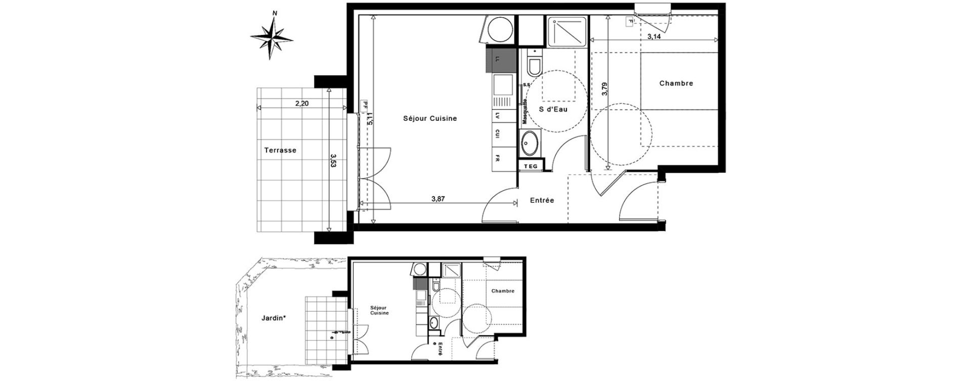 Appartement T2 de 41,37 m2 &agrave; La Garde Centre