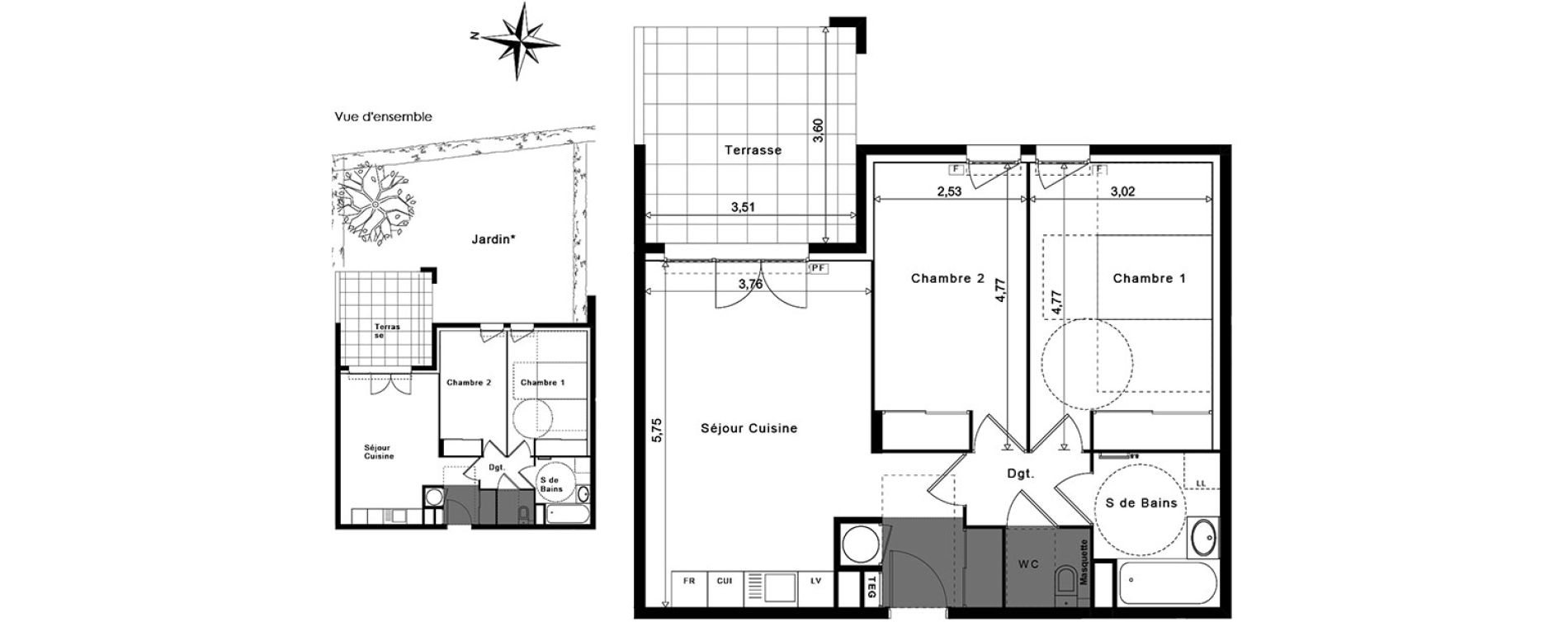 Appartement T3 de 61,47 m2 &agrave; La Garde Centre