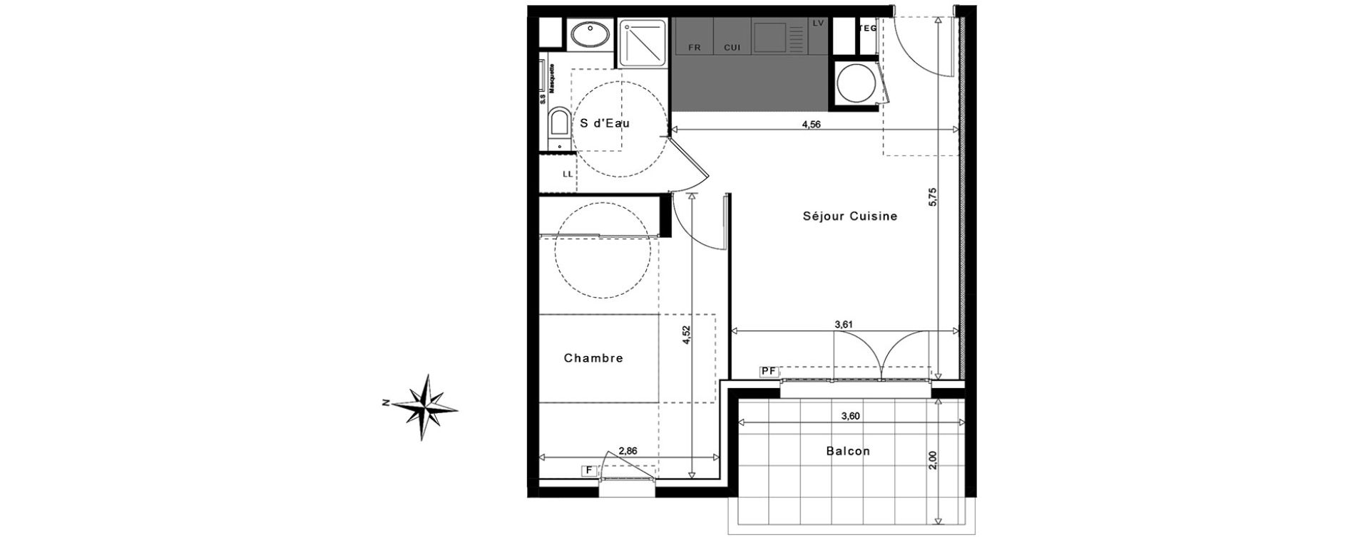 Appartement T2 de 41,33 m2 &agrave; La Garde Centre