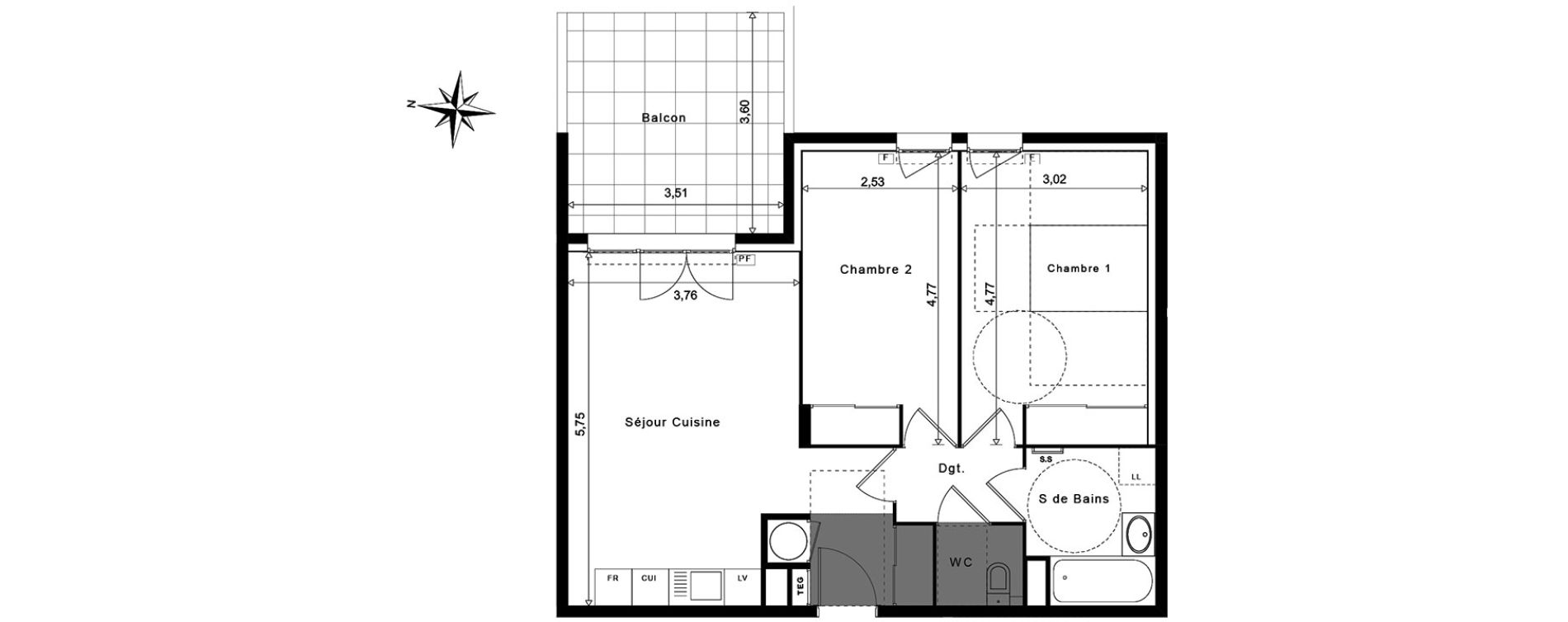 Appartement T3 de 61,51 m2 &agrave; La Garde Centre