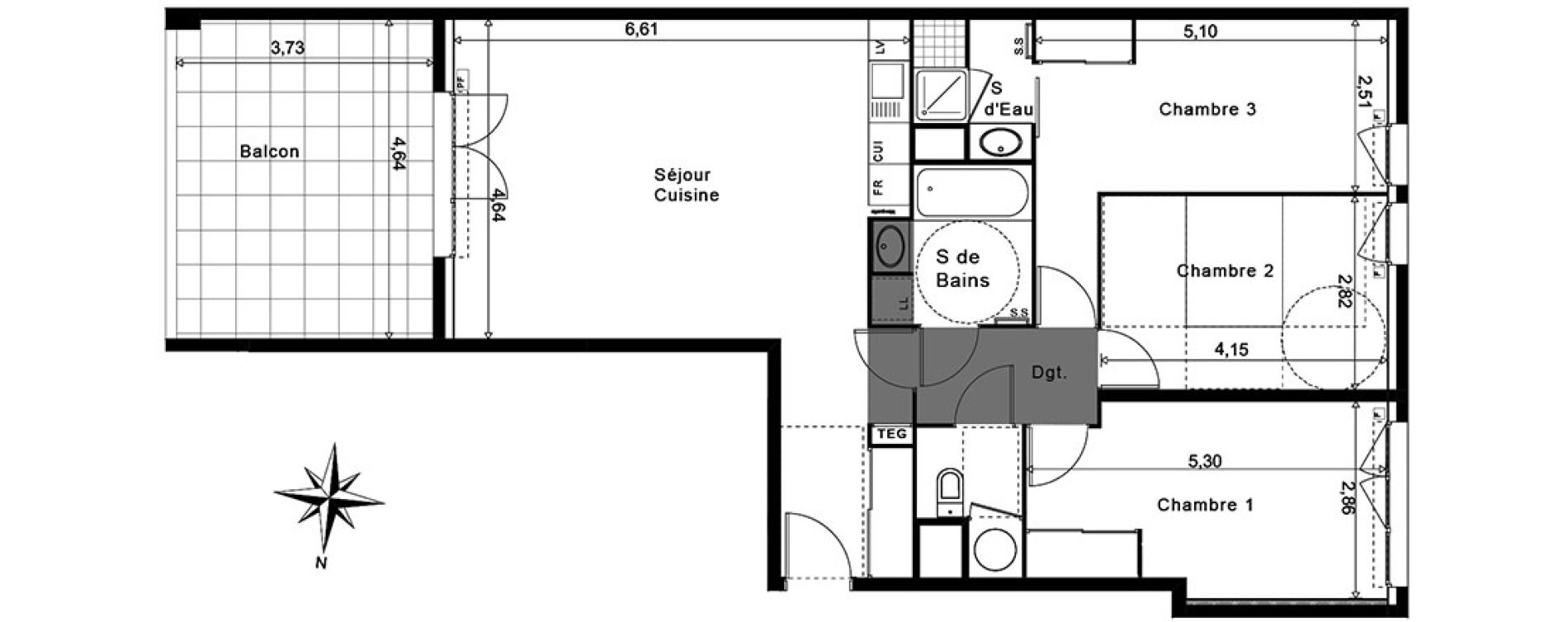 Appartement T4 de 90,42 m2 &agrave; La Garde Centre
