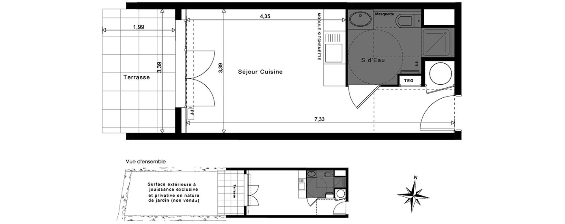 Appartement T1 de 23,80 m2 &agrave; La Garde Centre