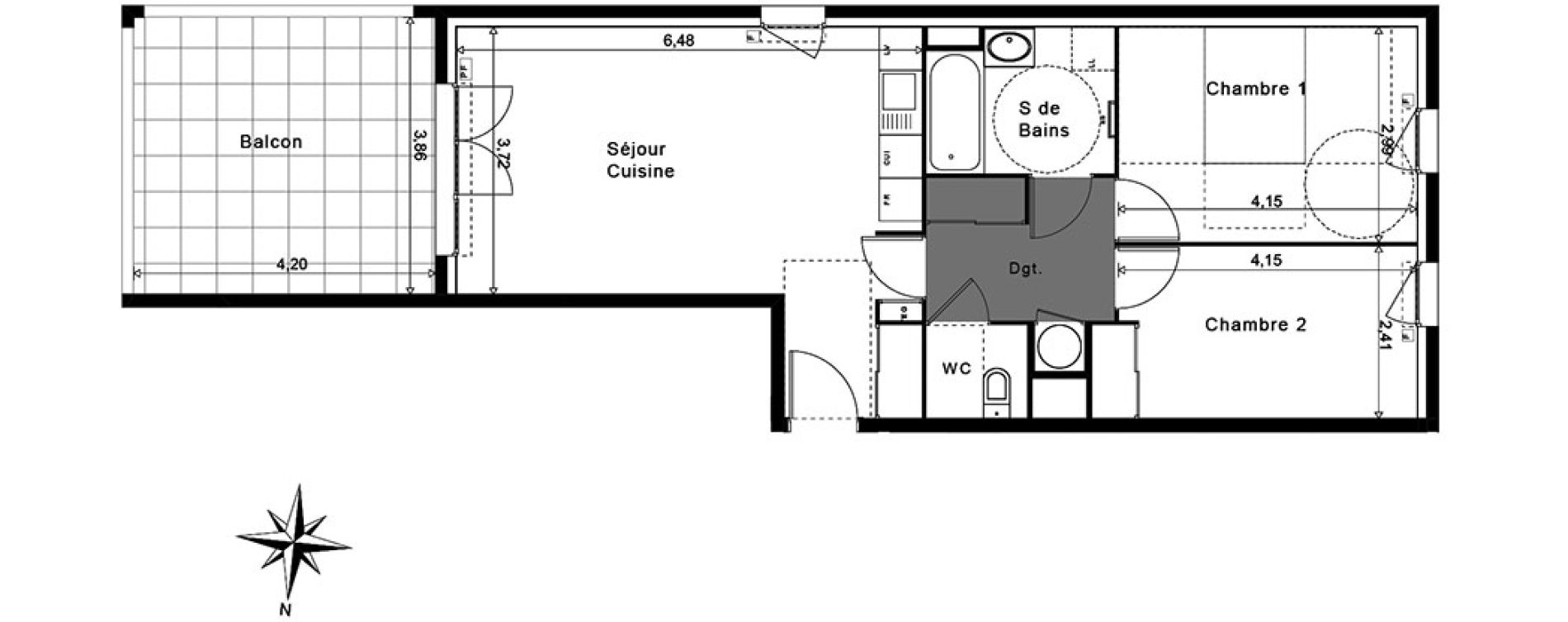 Appartement T3 de 62,86 m2 &agrave; La Garde Centre