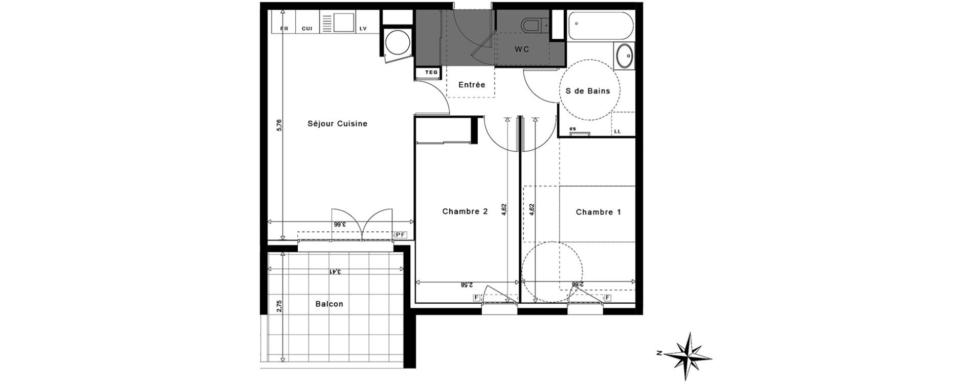 Appartement T3 de 59,30 m2 &agrave; La Garde Centre