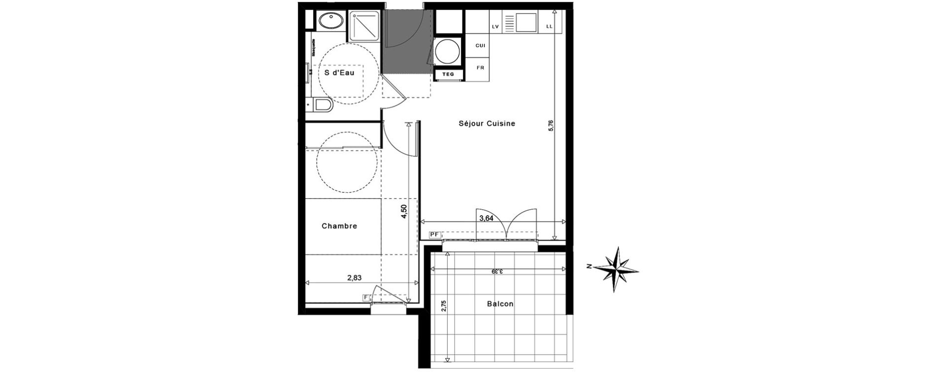 Appartement T2 de 40,39 m2 &agrave; La Garde Centre