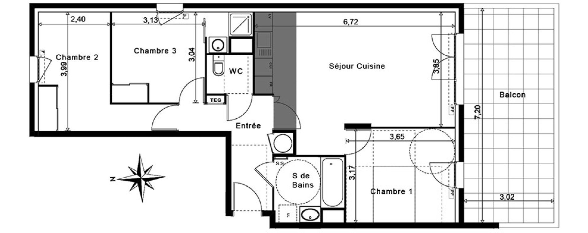 Appartement T4 de 74,82 m2 &agrave; La Garde Centre
