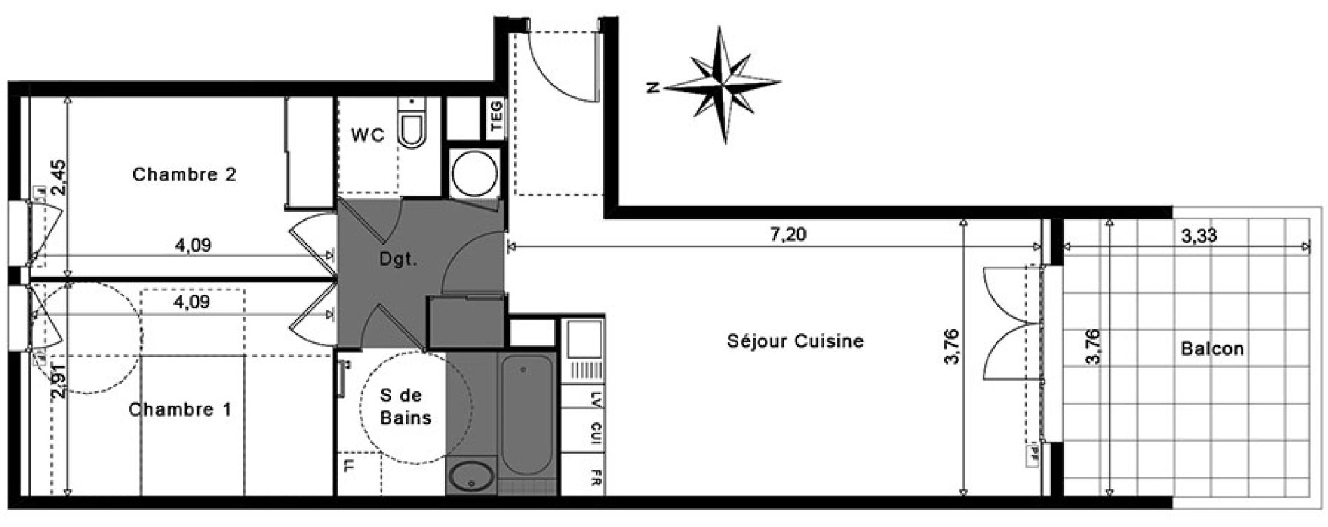 Appartement T3 de 63,15 m2 &agrave; La Garde Centre