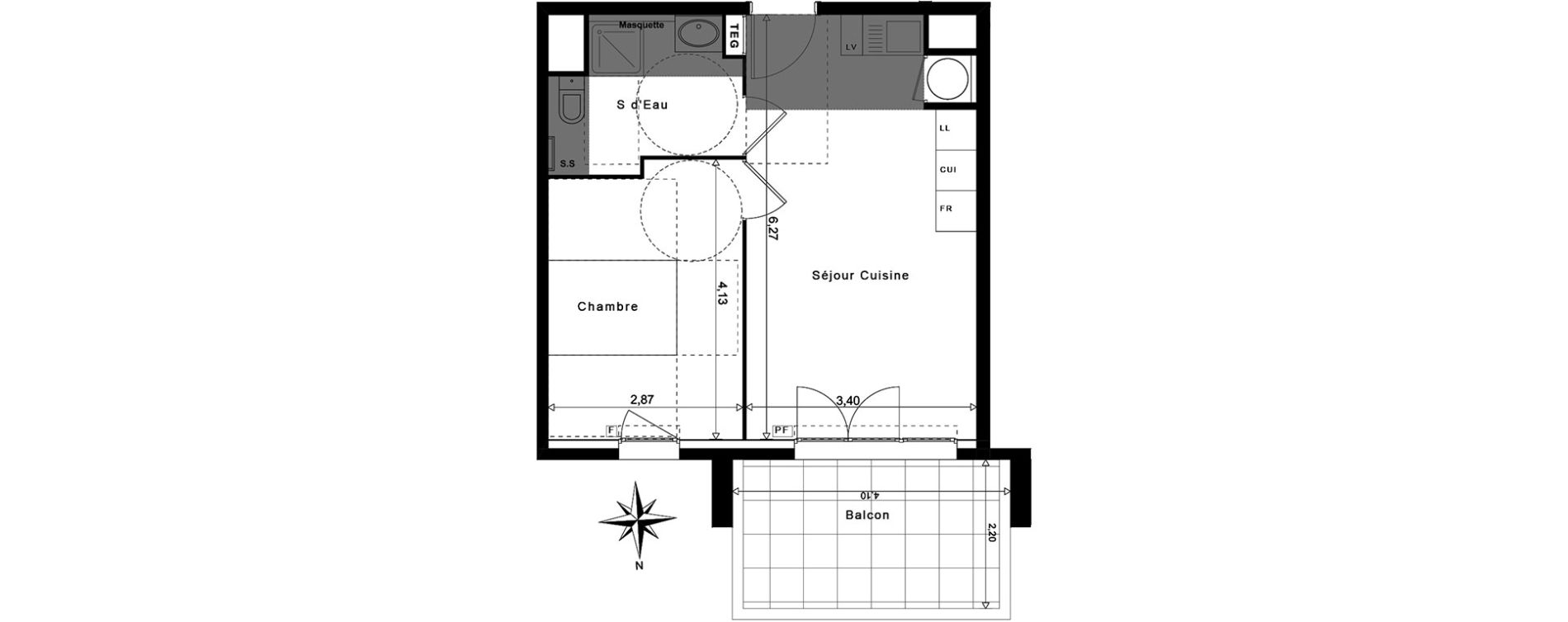 Appartement T2 de 38,00 m2 &agrave; La Garde Centre