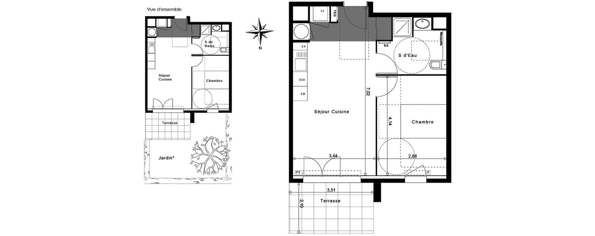 Appartement T2 de 41,02 m2 &agrave; La Garde Centre