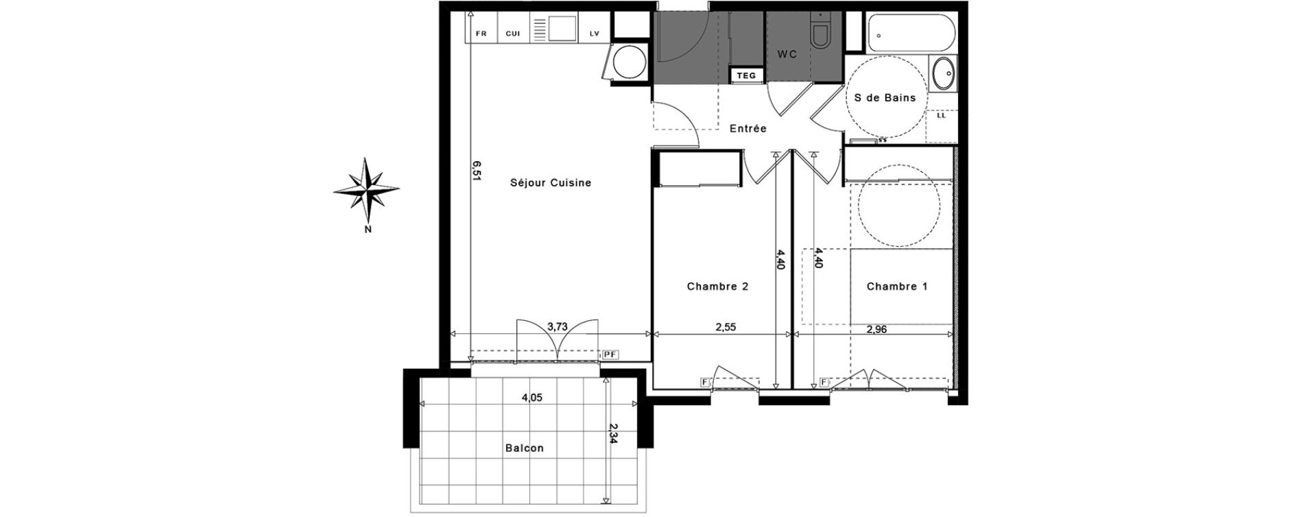 Appartement T3 de 61,60 m2 &agrave; La Garde Centre