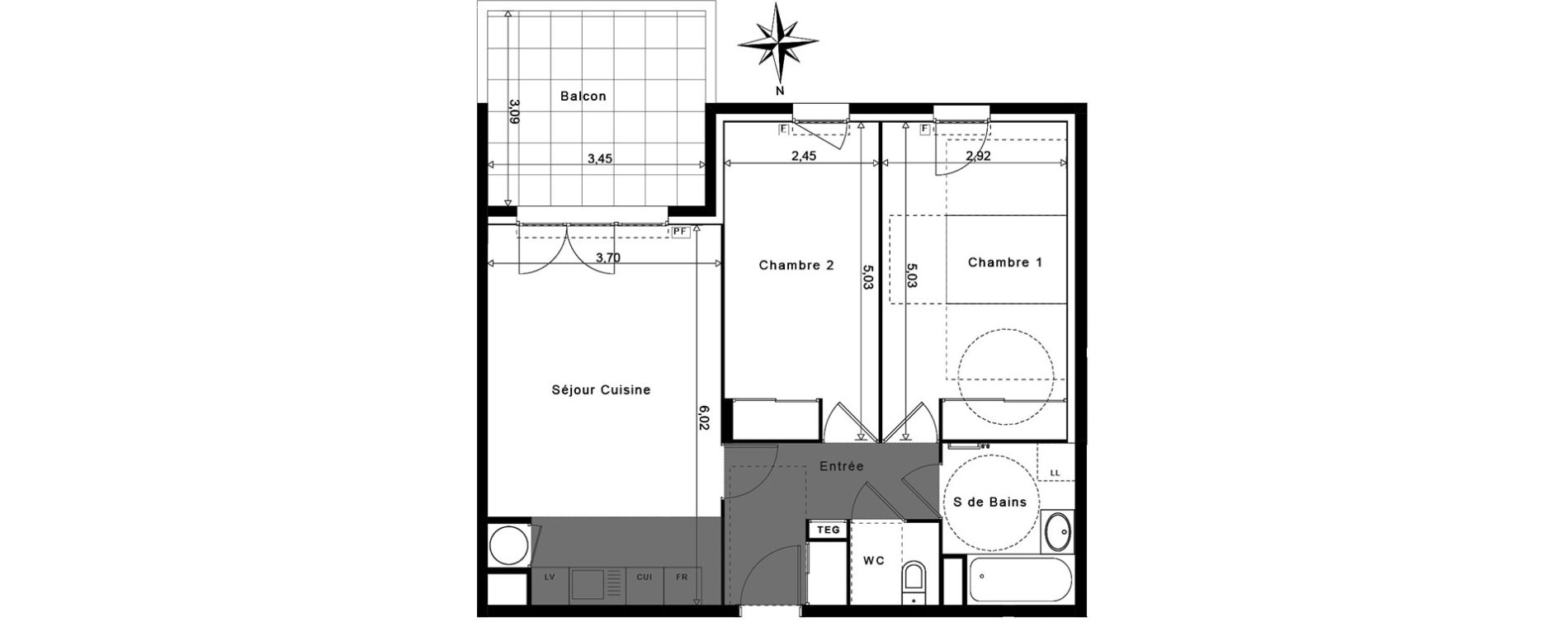 Appartement T3 de 62,19 m2 &agrave; La Garde Centre