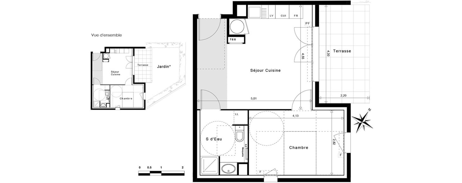 Appartement T2 de 38,20 m2 &agrave; La Garde Centre