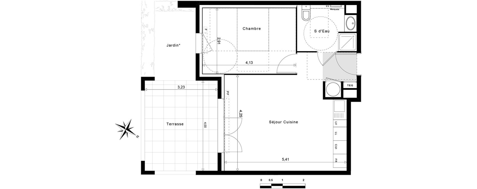 Appartement T2 de 42,56 m2 &agrave; La Garde Centre