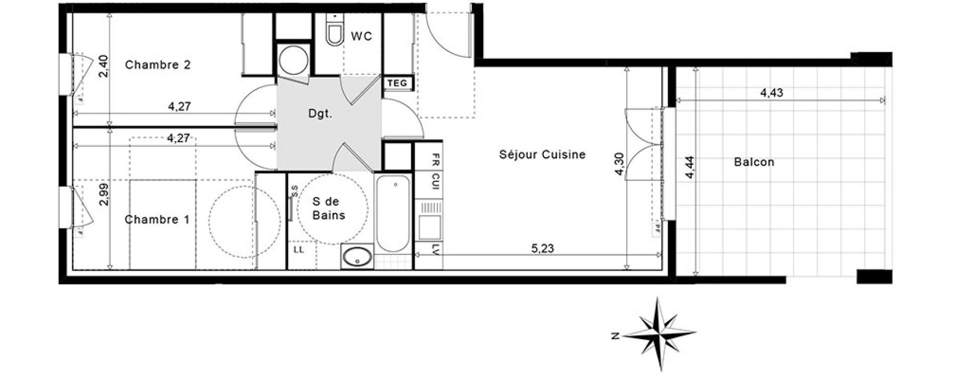 Appartement T3 de 61,00 m2 &agrave; La Garde Centre
