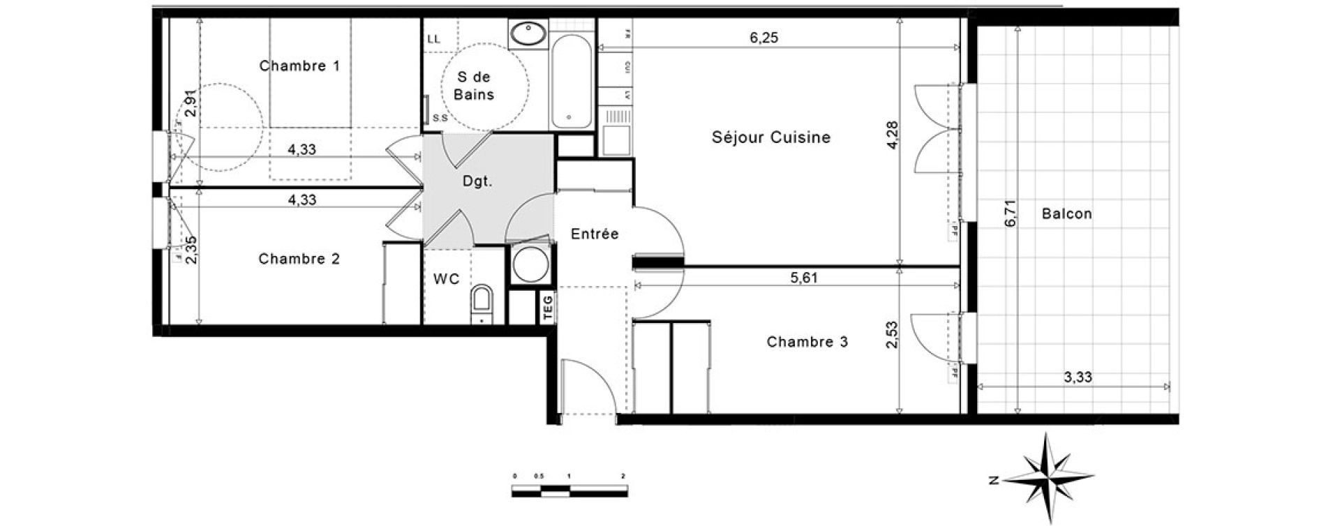 Appartement T4 de 80,48 m2 &agrave; La Garde Centre