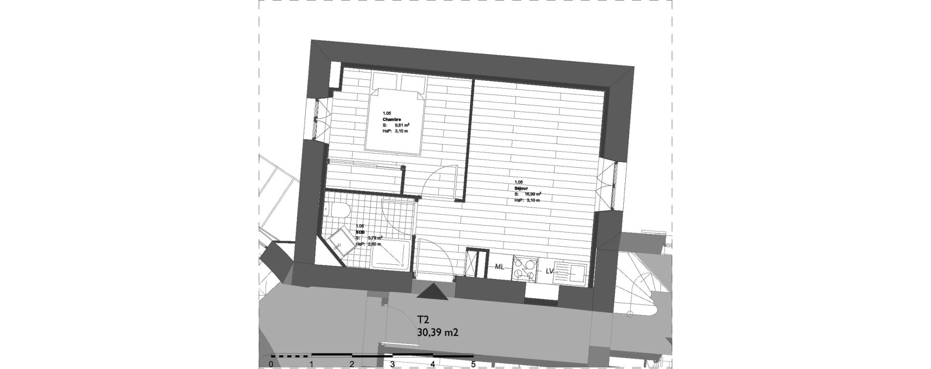 Appartement T2 de 30,39 m2 &agrave; La Londe-Les-Maures Centre