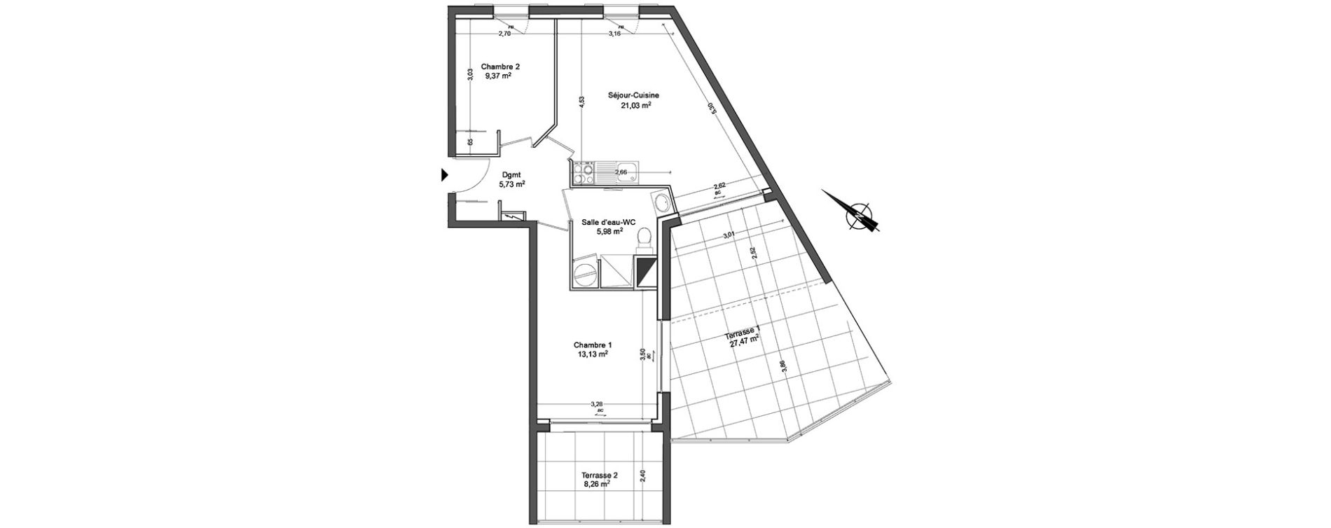 Appartement T3 de 55,24 m2 &agrave; La Londe-Les-Maures Centre