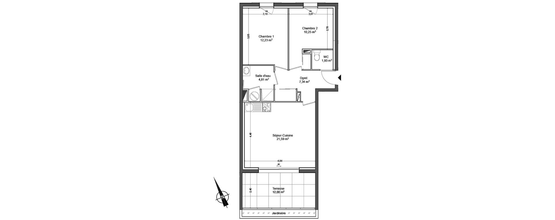Appartement T3 de 58,15 m2 &agrave; La Londe-Les-Maures Centre