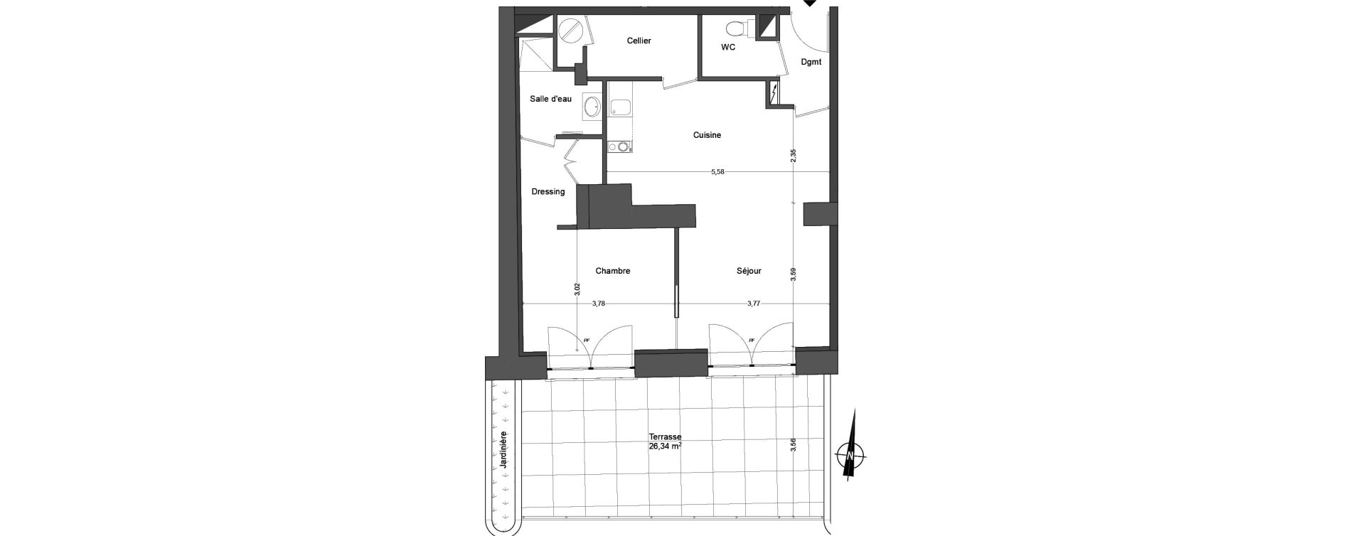 Appartement T2 de 56,87 m2 &agrave; La Londe-Les-Maures Centre