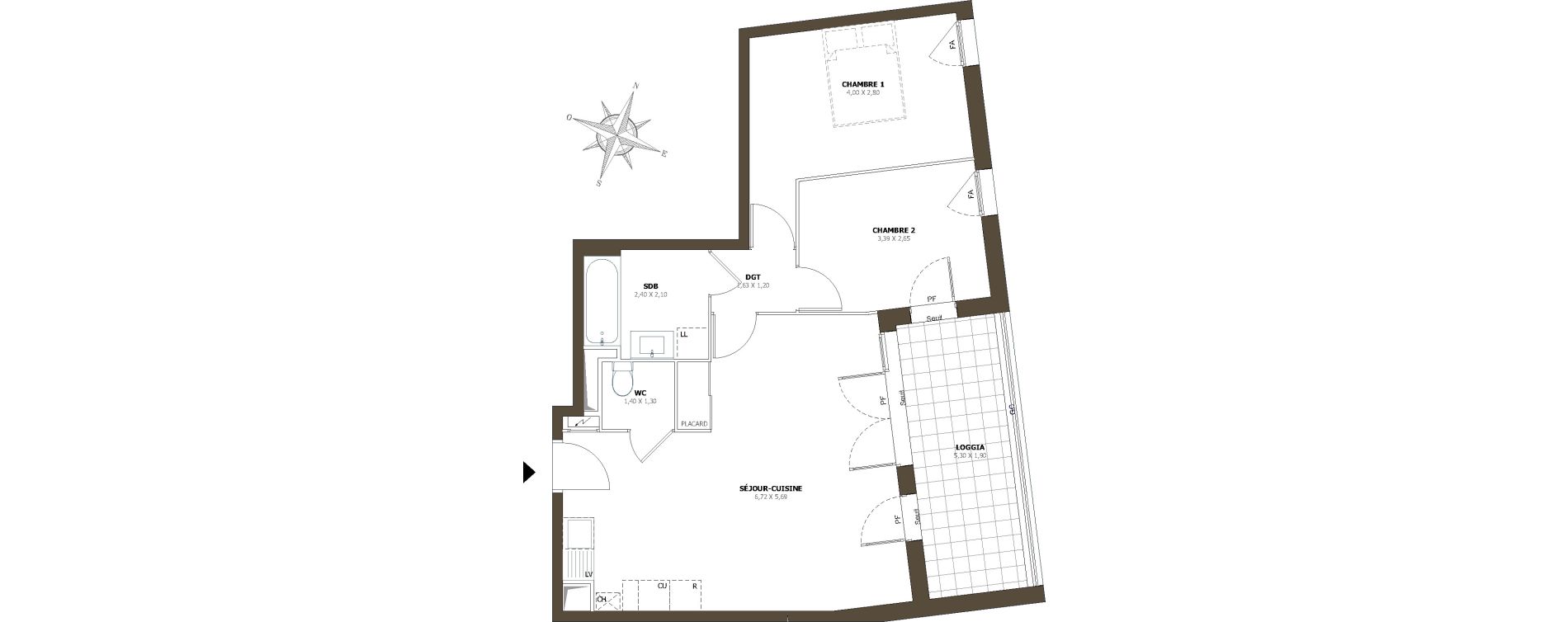 Appartement T3 de 60,95 m2 &agrave; La Londe-Les-Maures Centre