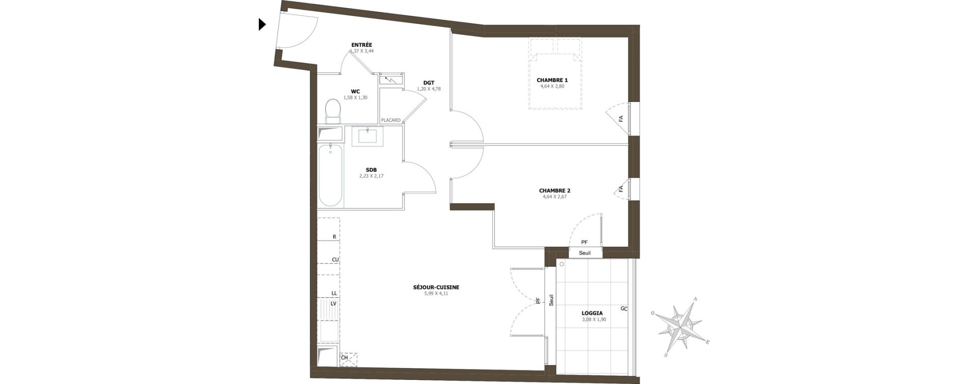 Appartement T3 de 65,00 m2 &agrave; La Londe-Les-Maures Centre