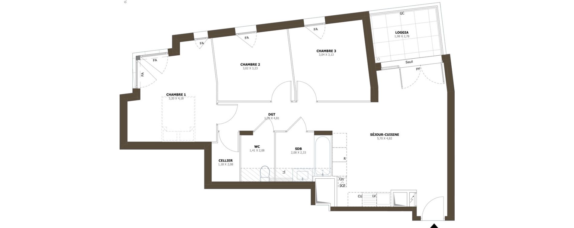 Appartement T4 de 72,84 m2 &agrave; La Londe-Les-Maures Centre