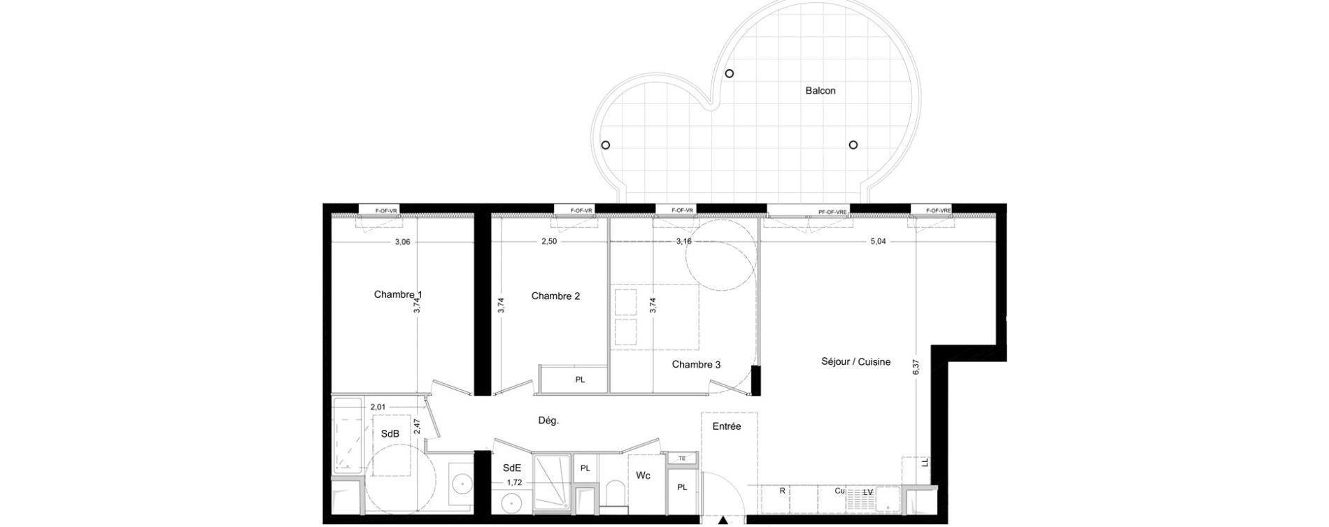 Appartement T4 de 80,40 m2 &agrave; La Seyne-Sur-Mer Centre