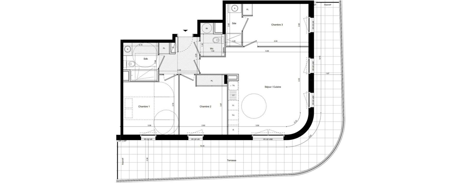 Appartement T4 de 75,40 m2 &agrave; La Seyne-Sur-Mer Balaguier - aiguillette