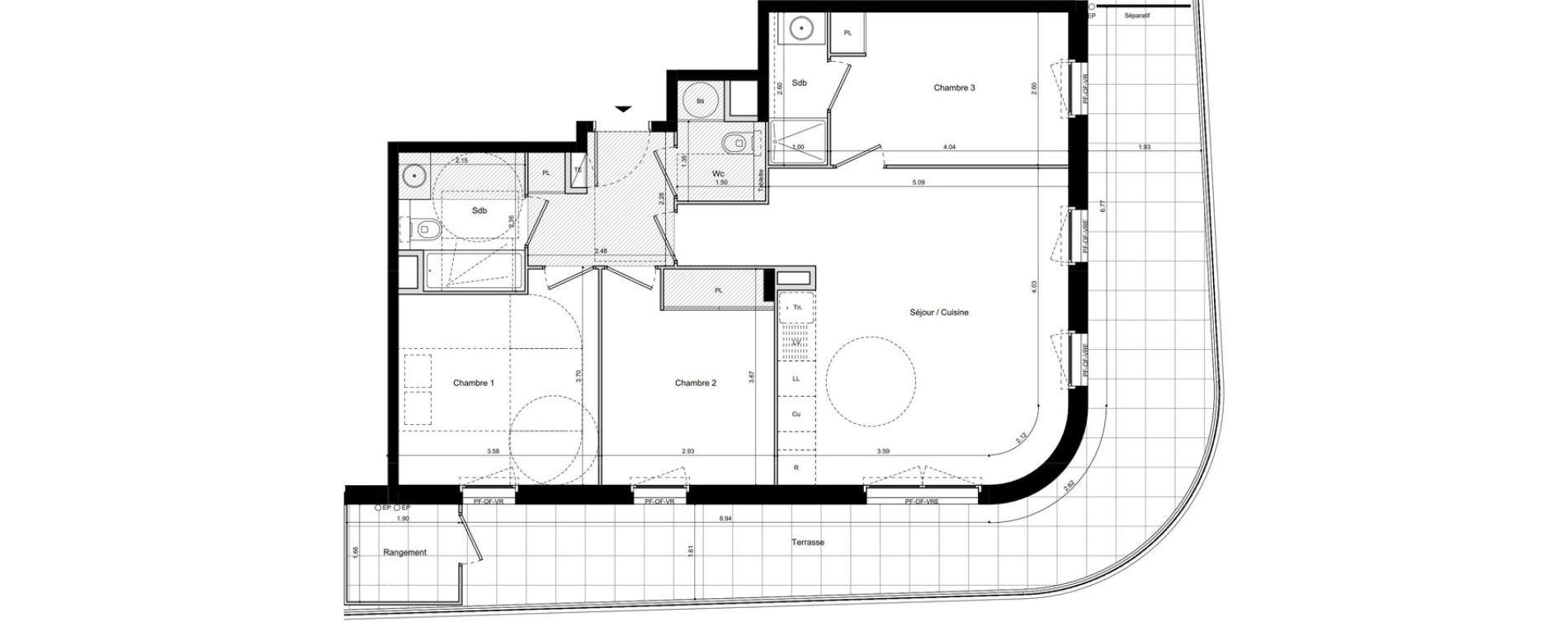 Appartement T4 de 75,40 m2 &agrave; La Seyne-Sur-Mer Balaguier - aiguillette