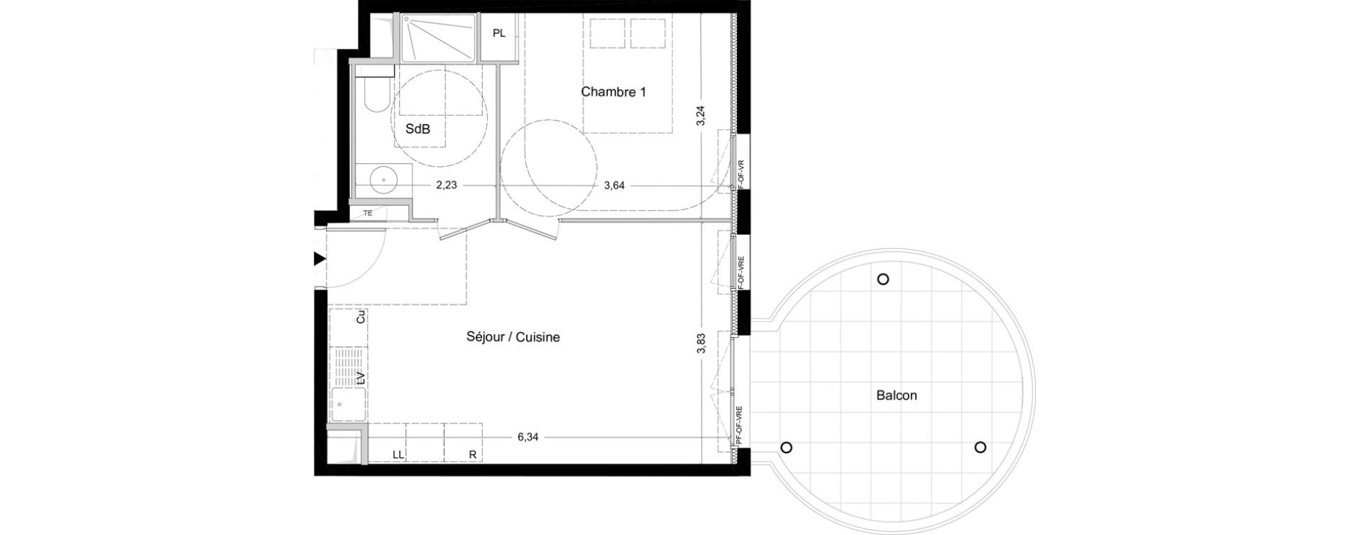 Appartement T2 de 41,90 m2 &agrave; La Seyne-Sur-Mer Centre