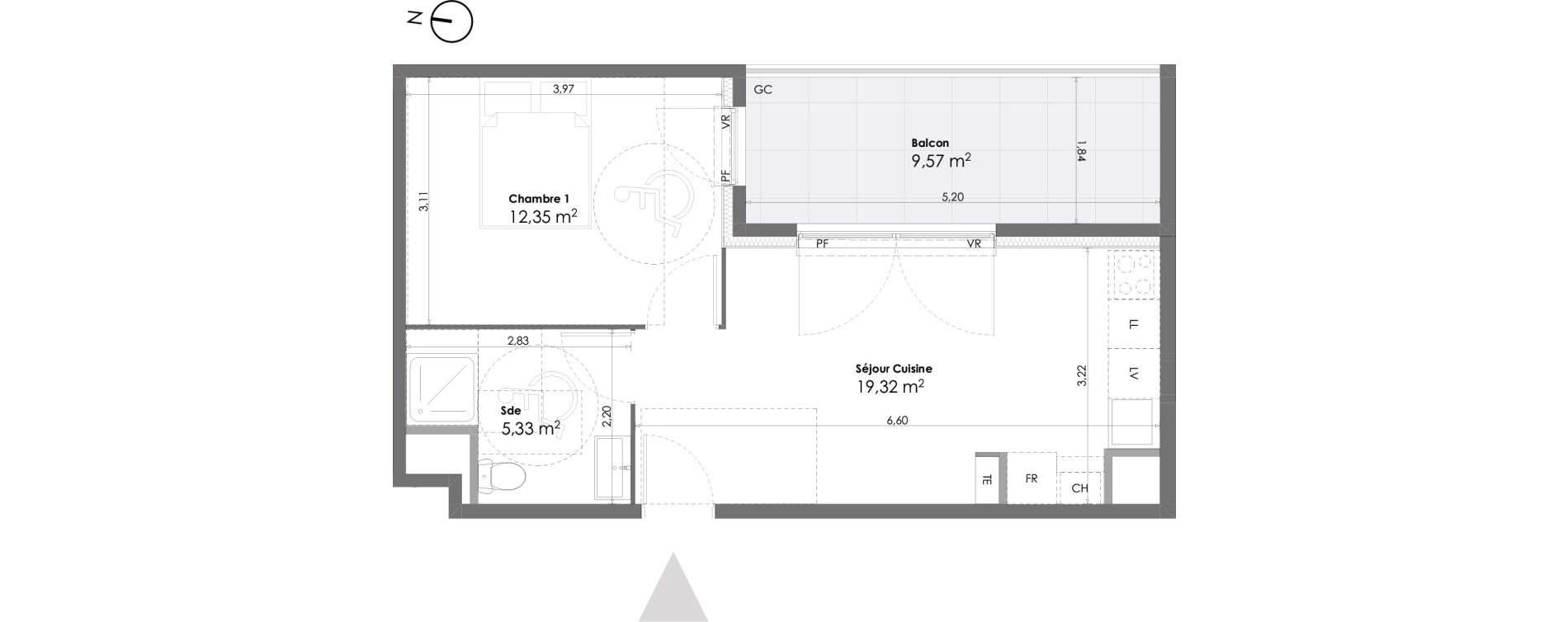 Appartement T2 de 37,00 m2 &agrave; La Seyne-Sur-Mer Daniel