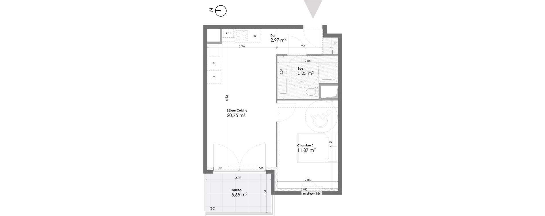 Appartement T2 de 40,82 m2 &agrave; La Seyne-Sur-Mer Daniel