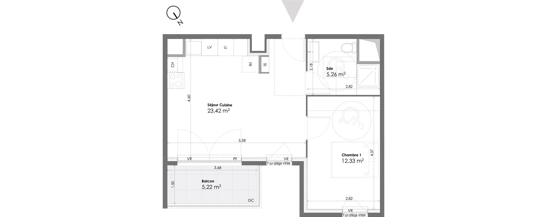 Appartement T2 de 41,01 m2 &agrave; La Seyne-Sur-Mer Daniel