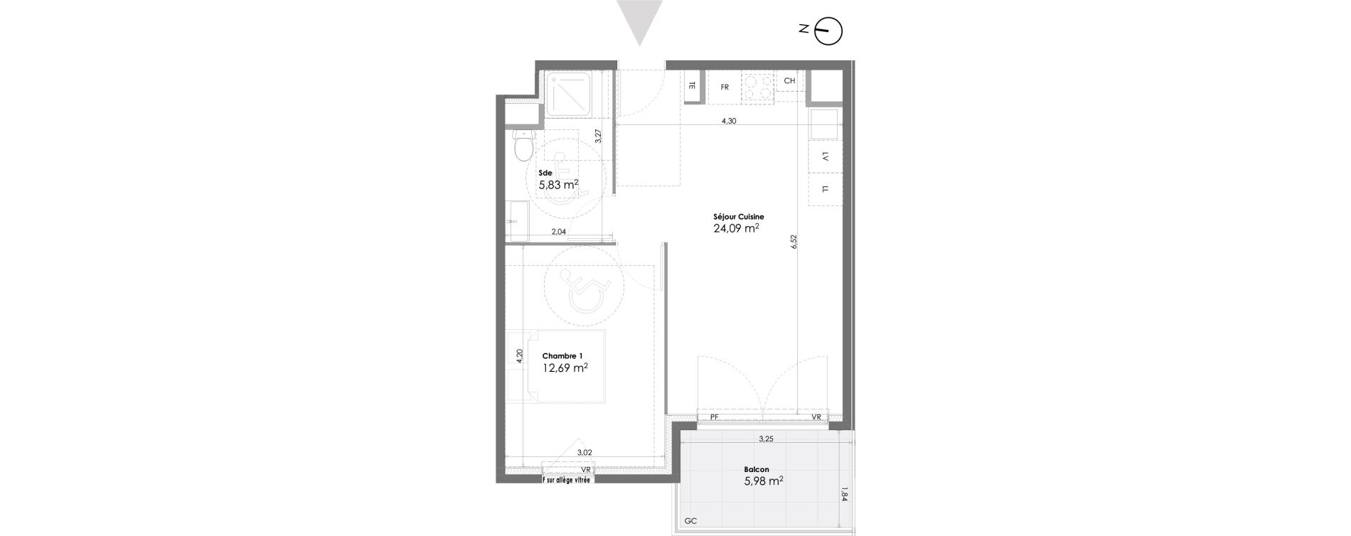 Appartement T2 de 42,61 m2 &agrave; La Seyne-Sur-Mer Daniel