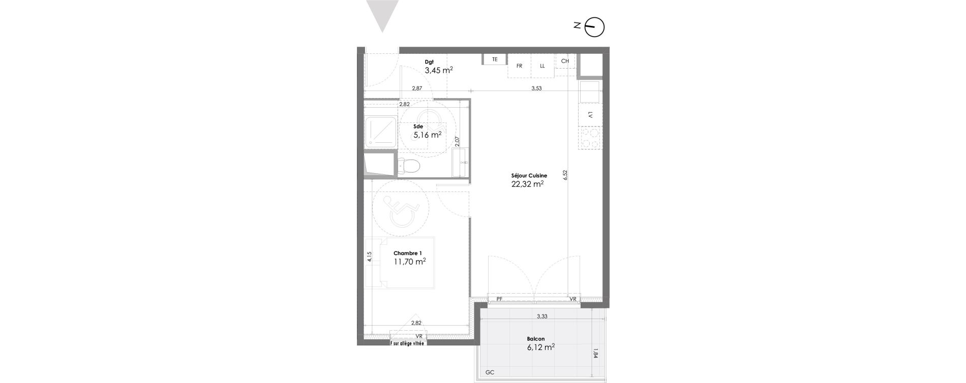 Appartement T2 de 42,63 m2 &agrave; La Seyne-Sur-Mer Daniel
