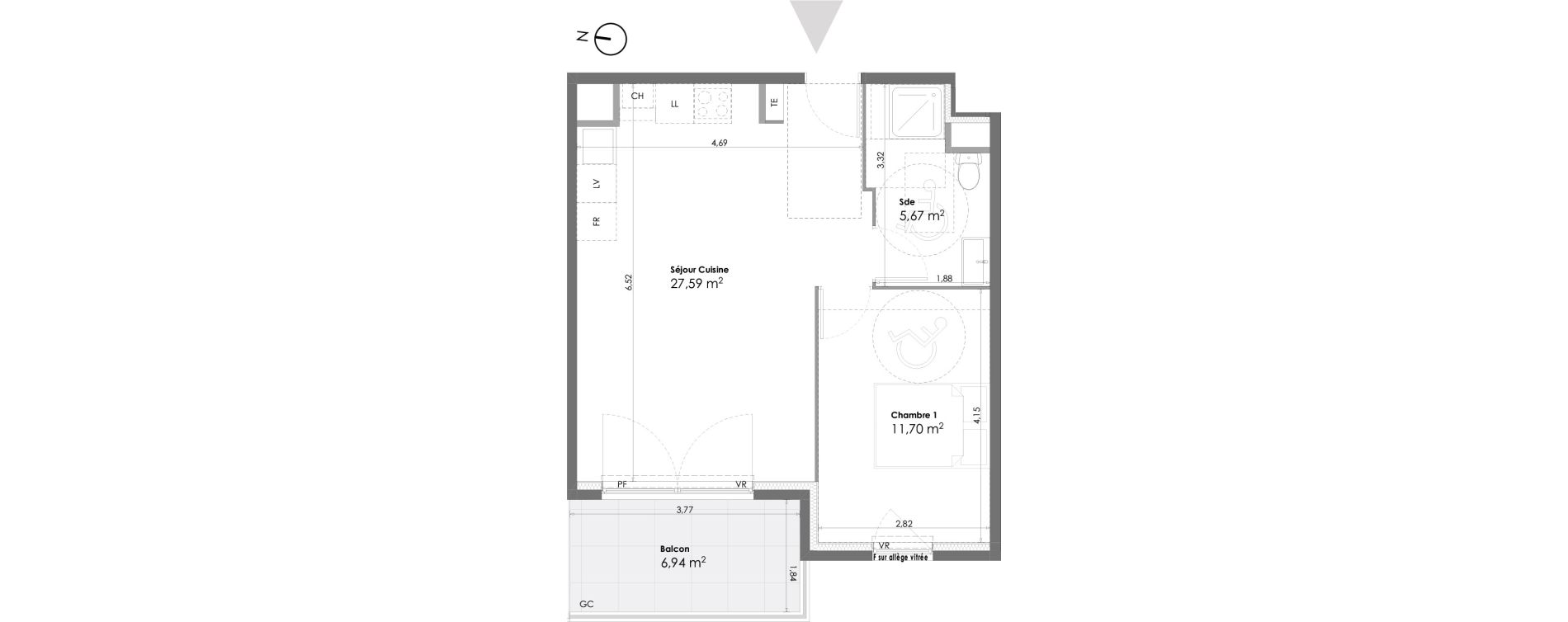 Appartement T2 de 44,96 m2 &agrave; La Seyne-Sur-Mer Daniel