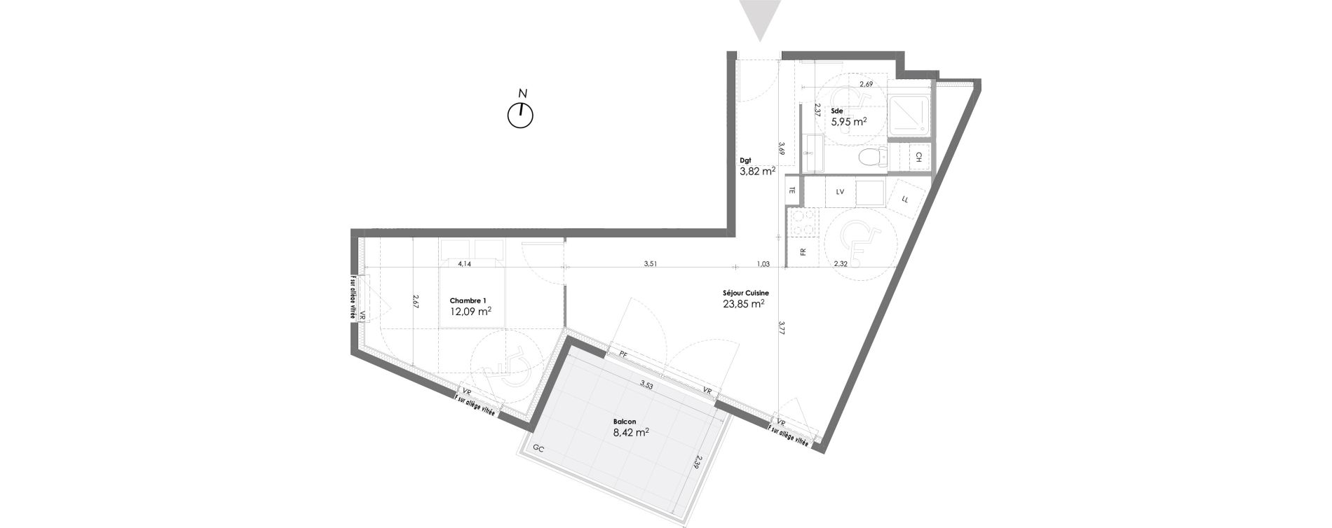 Appartement T2 de 45,71 m2 &agrave; La Seyne-Sur-Mer Daniel